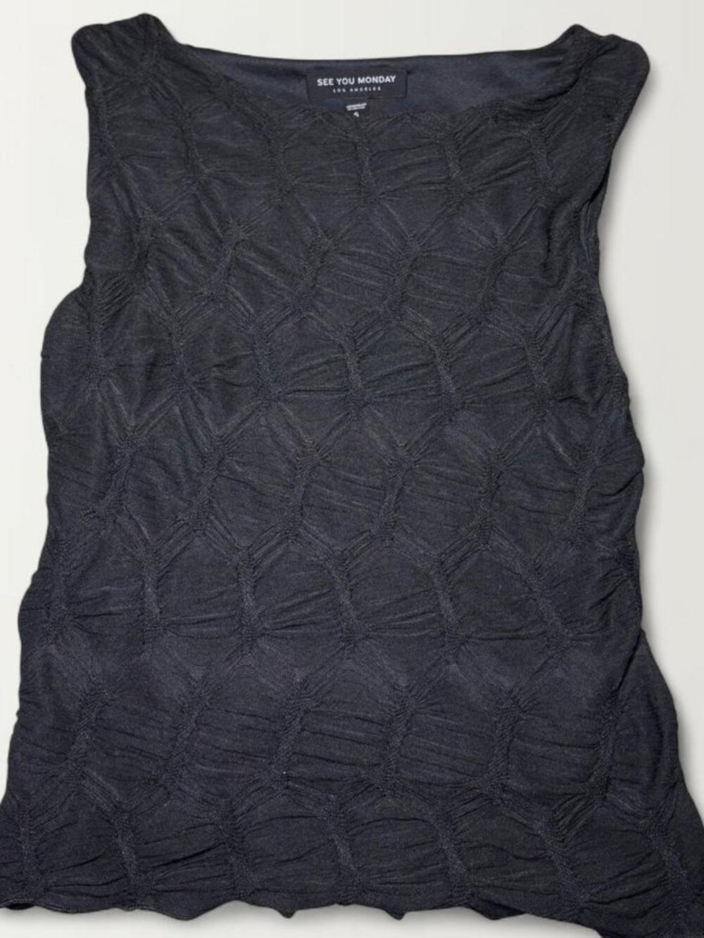 Classy black geometric overlay tank top by See You Monday - Size S